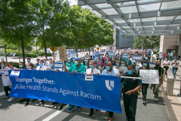 Anti-racism march with Duke Health & SoM leadership at the forefront