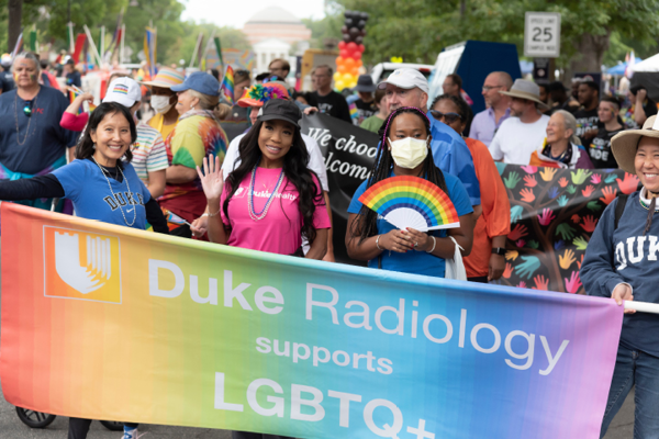 Duke Radiology faculty and staff at a pride parade
