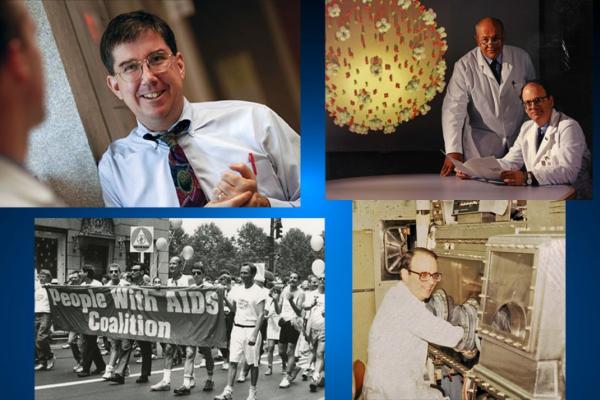 Collage of Duke Researchers and providers who worked and marched for AIDS care
