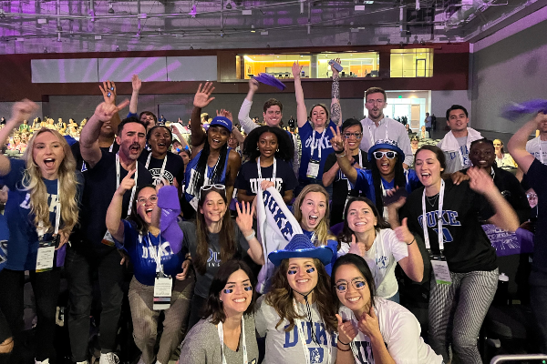 Duke PA students cheering at Challenge Bowl event