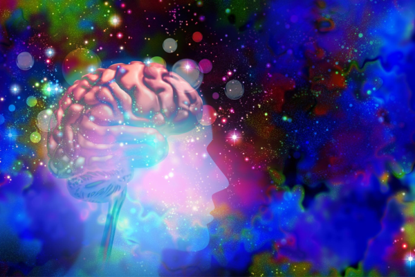 artistic rendering of a brain on psychedelic drugs 