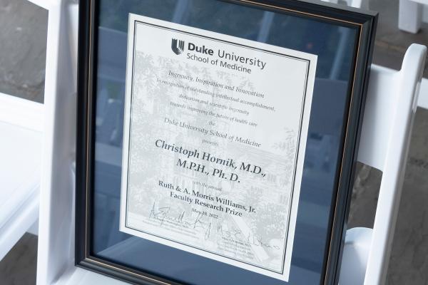 Faculty Award Certificate - framed