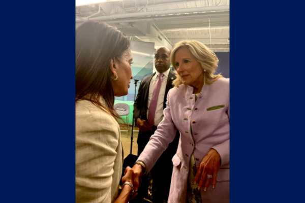 Svati Shah shaking hands with Jill Biden