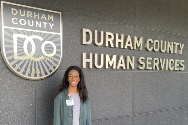 Evlyn Samuel, a third-year medical student at Duke, is interning this year with the Lincoln Community Health Center at its satellite location at the Durham County Human Services in downtown Durham.