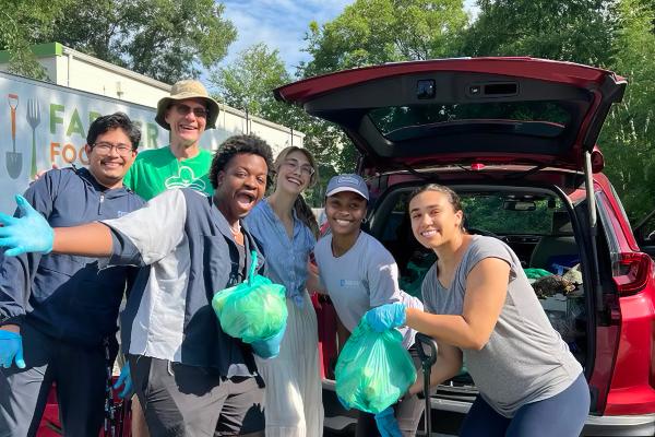 Student group loading car