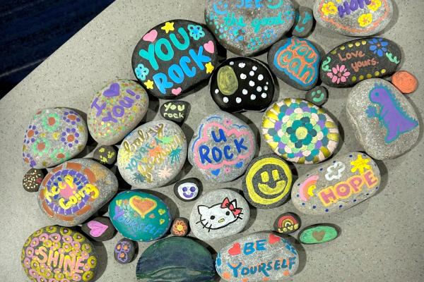 Rocks painted for National Day of Encouragement. 