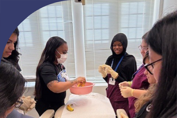 group of students around a table.