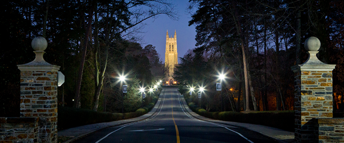 Duke Chapel at night