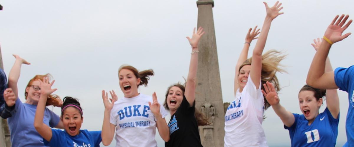 A group of students at Duke Chapel