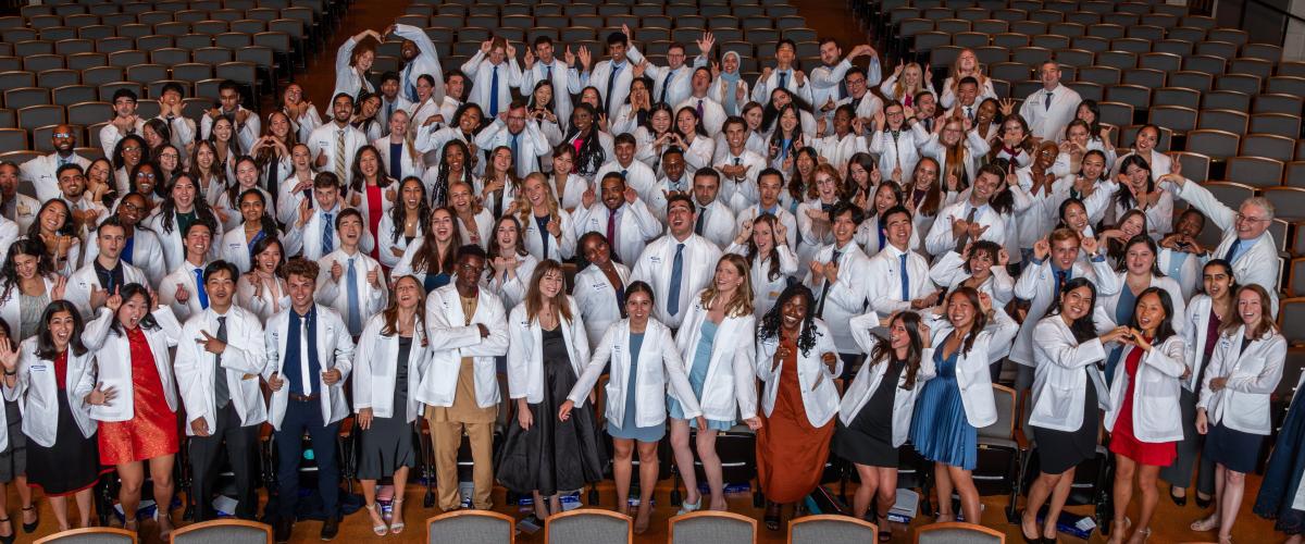white coat with ads