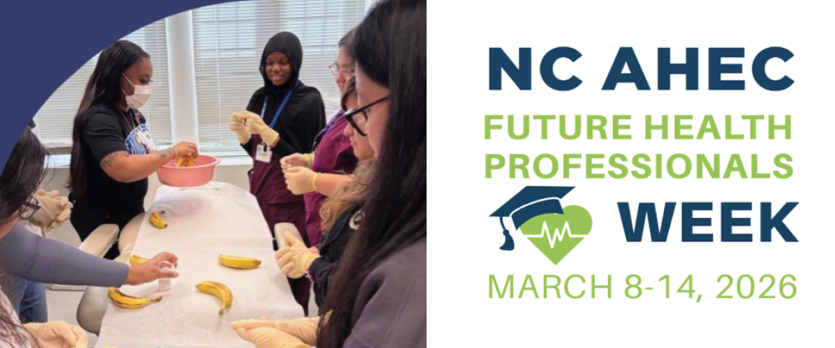 Students around a table opening medical supplies