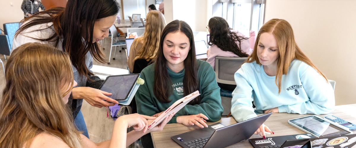 Students working together at a table