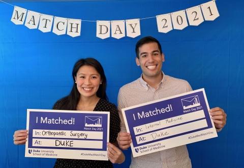 Christine Wu and Drew Vista, MS4s, who matched as a couple at Duke Health.