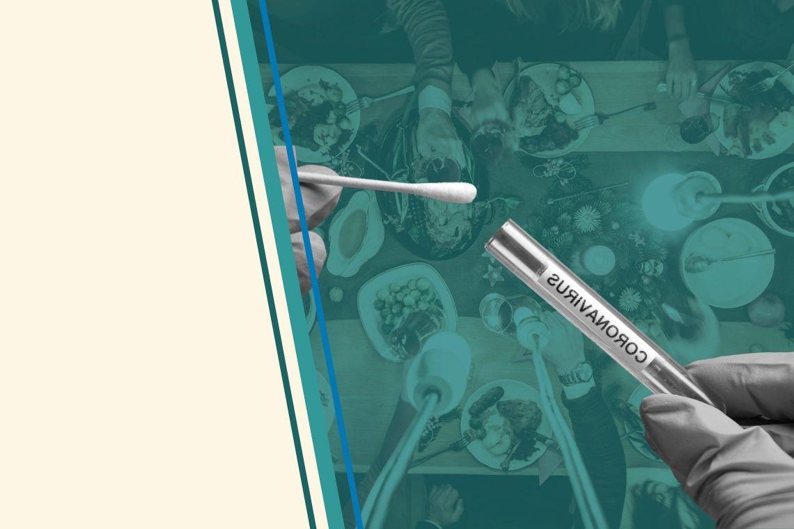 Q-Tip being inserted into a test tube with gloved fingers.