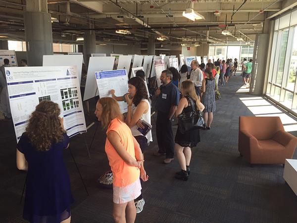people looking at scientific posters