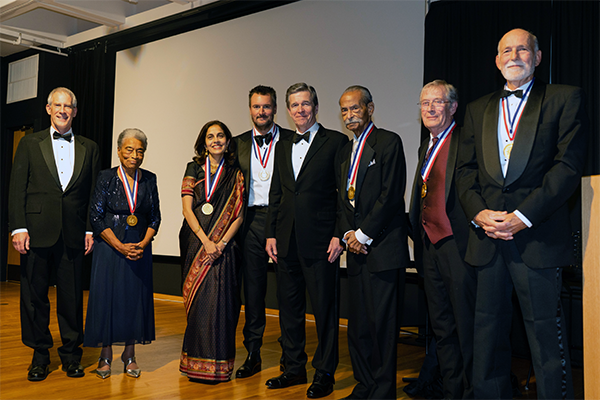Priya Kishnani and other award recipients with the Governor Roy Cooper