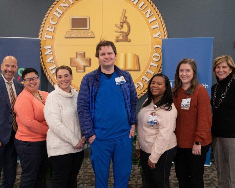 Duke Health employees with Craig Albanese and Mary Klotman