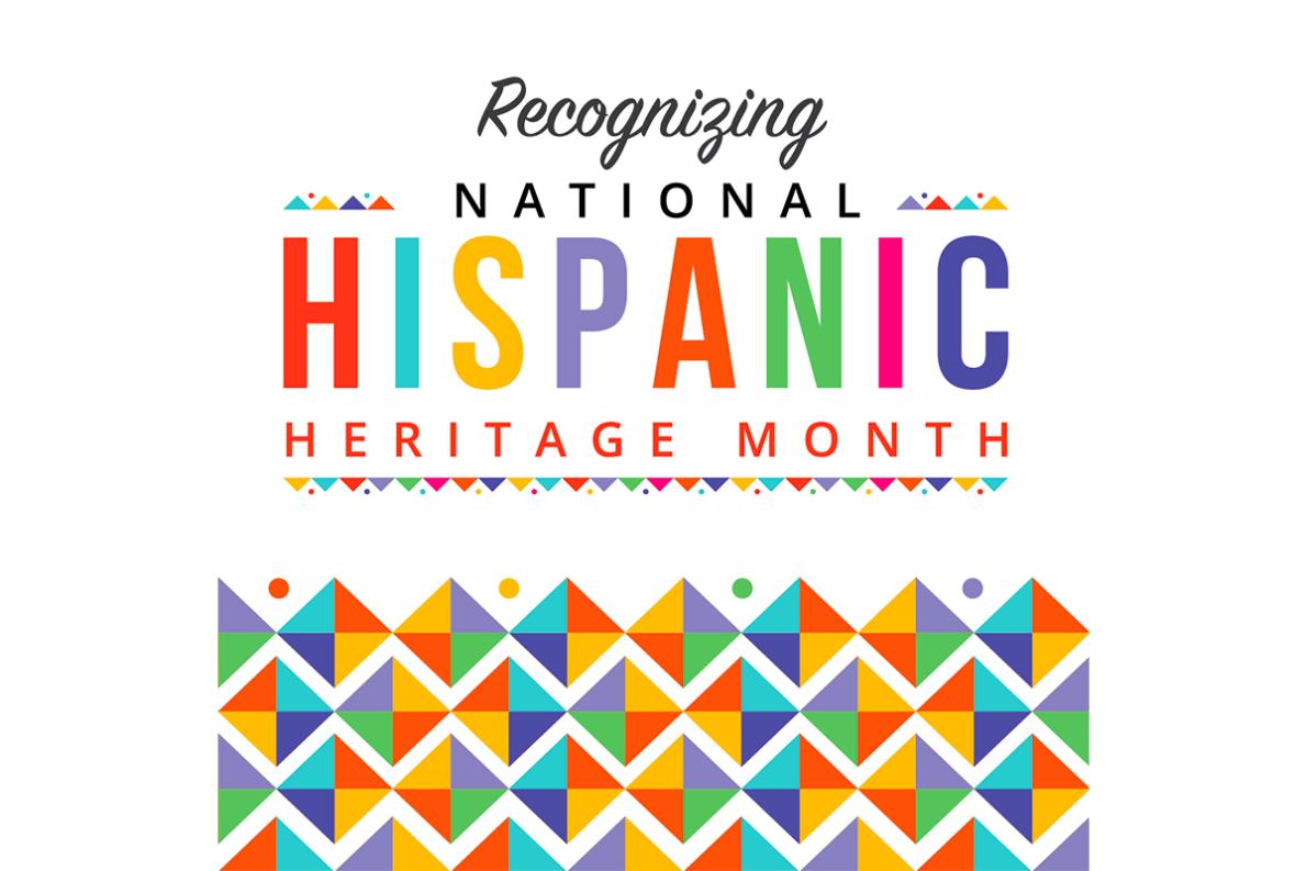 graphic with festive colors to recognize hispanic heritage month