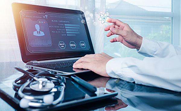 a stethoscope and a laptop