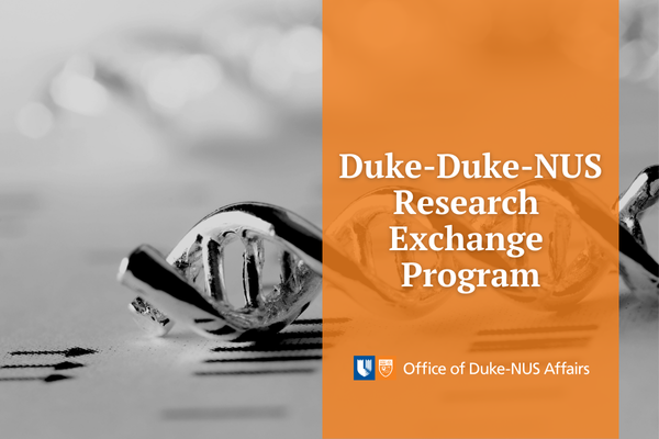 Image: Visual representation of the Duke-Duke NUS Research Exchange Program, featuring the Office of Duke-NUS Affairs logo and the program's name prominently displayed. 