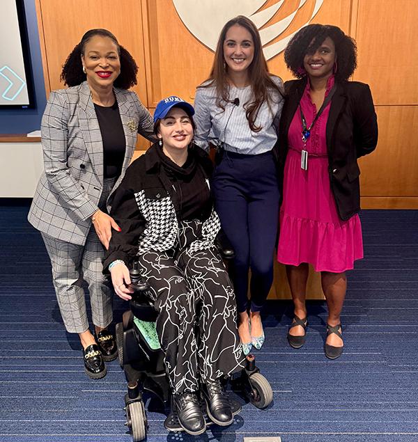 Leaders pose with speakers at the Financial Leadership Series