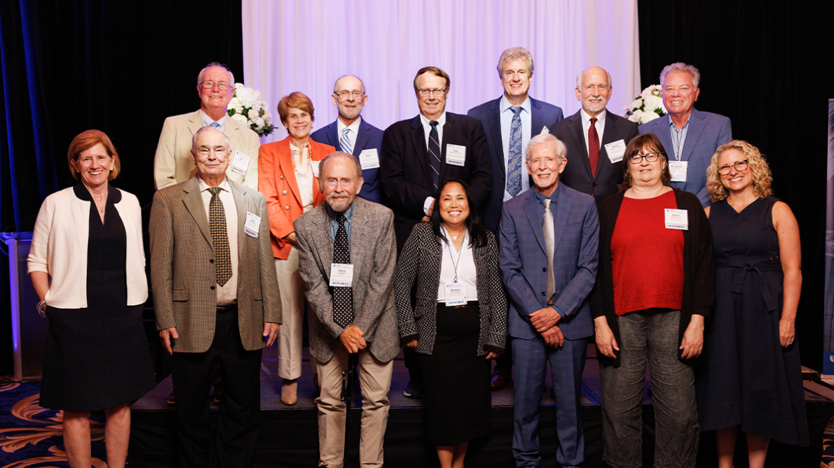 Group of Emeritii with Dean Klotman and Vice Dean for Faculty Dr. Becker