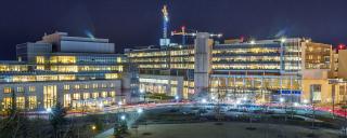 panoramic photograph of Duke South at night