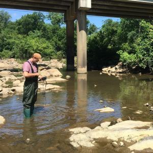 Duke researchers sampled water from the Haw River near Pittsboro. (Photo - Stapleton Lab)