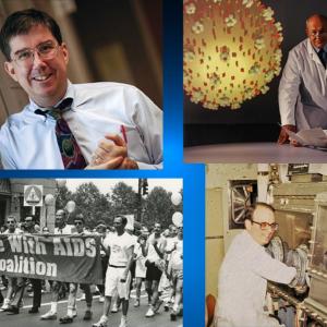 Collage of Duke Researchers and providers who worked and marched for AIDS care