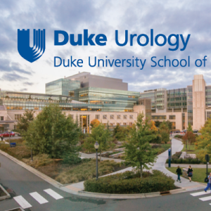 Duke urology logo over view of Duke Medicine Circle
