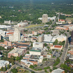 Arial view of Downtown Durham