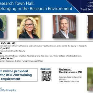 Flyer for in person research town hall on 6/29/23