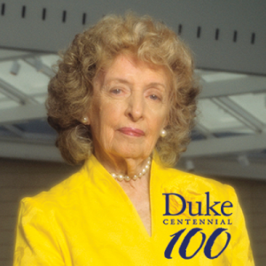 Mary Duke Biddle Trent Semans with the Duke Centennial  logo