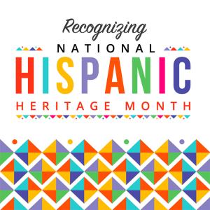graphic with festive colors to recognize hispanic heritage month