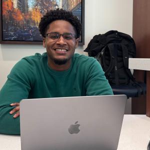 Khalil at his station at the IPE building help desk