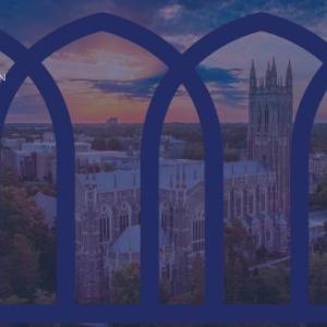 Graphic showing Duke Chapel and a series of gothic arches