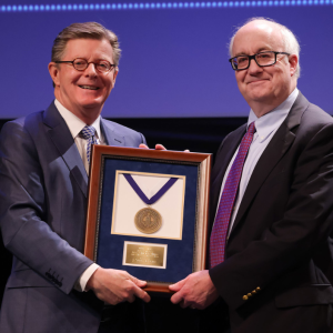 Duke University President Vincent Prince and J. Scott Gibson.