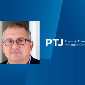 a headshot of Dr. George and the PTJ logo