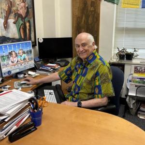 Dennis Clements, MD, PhD, in his office