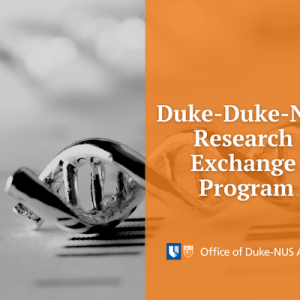 Image: Visual representation of the Duke-Duke NUS Research Exchange Program, featuring the Office of Duke-NUS Affairs logo and the program's name prominently displayed. 