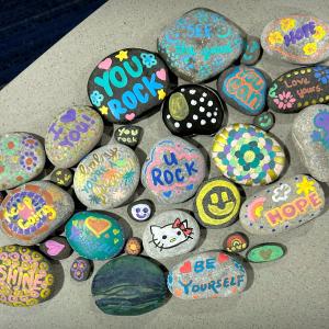 Rocks painted for National Day of Encouragement. 